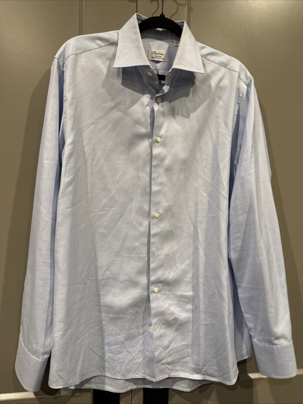 Stenstroms Dress Shirt Size 42 16.5 Blue 100% Two Fold Super Cotton